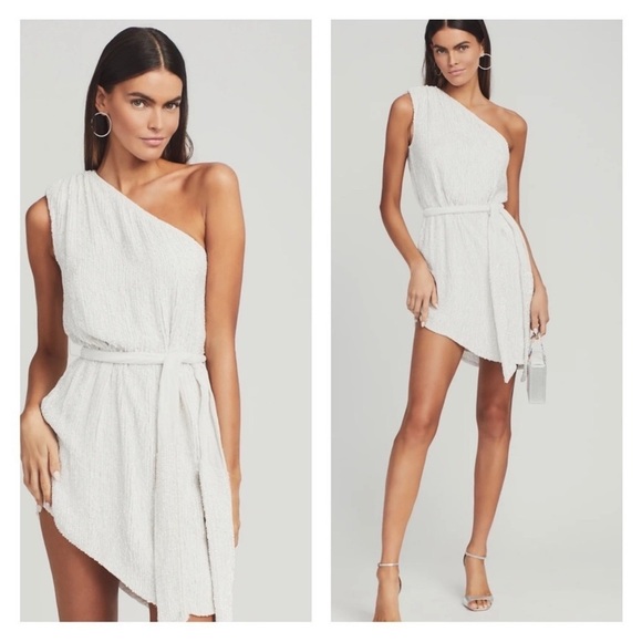 Retrofete | x REVOLVE Ella One Shoulder Dress in Moonglow White Size M NWOT - Picture 1 of 14